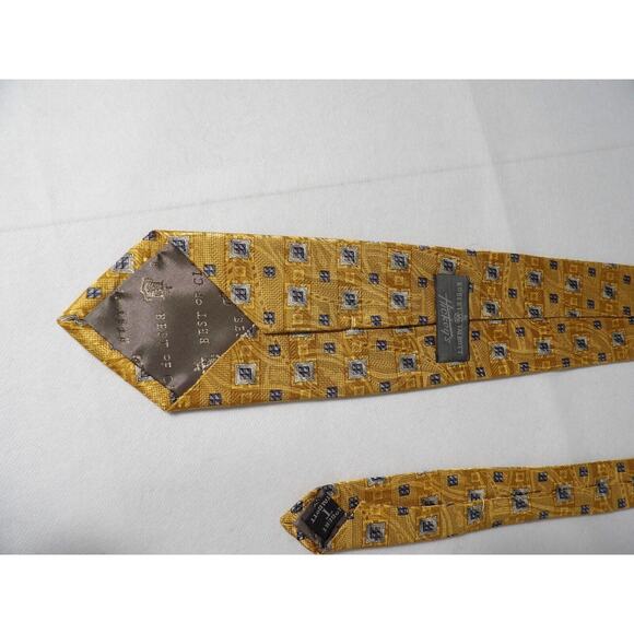 Vintage Robert Talbots Silk Neck Tie for Hickeys Yellow Golden Geometric - Picture 6 of 9